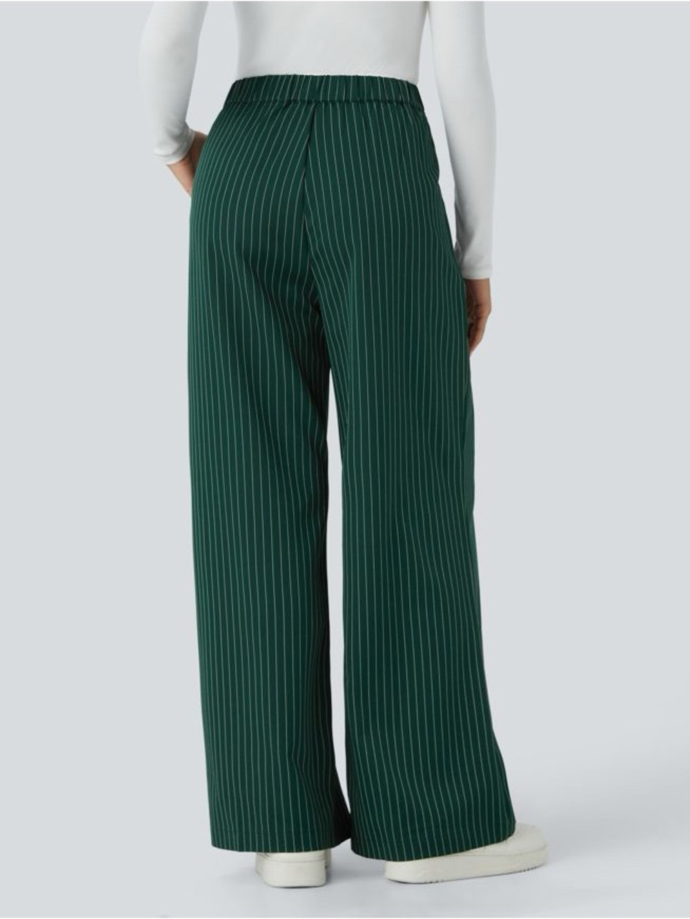 Halara Dark Green Pinstripe Wide Leg Trousers - Picture 2 of 4